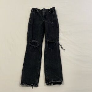 Abercrombie & Fitch 90’s Straight Black Jeans Ripped Size 24